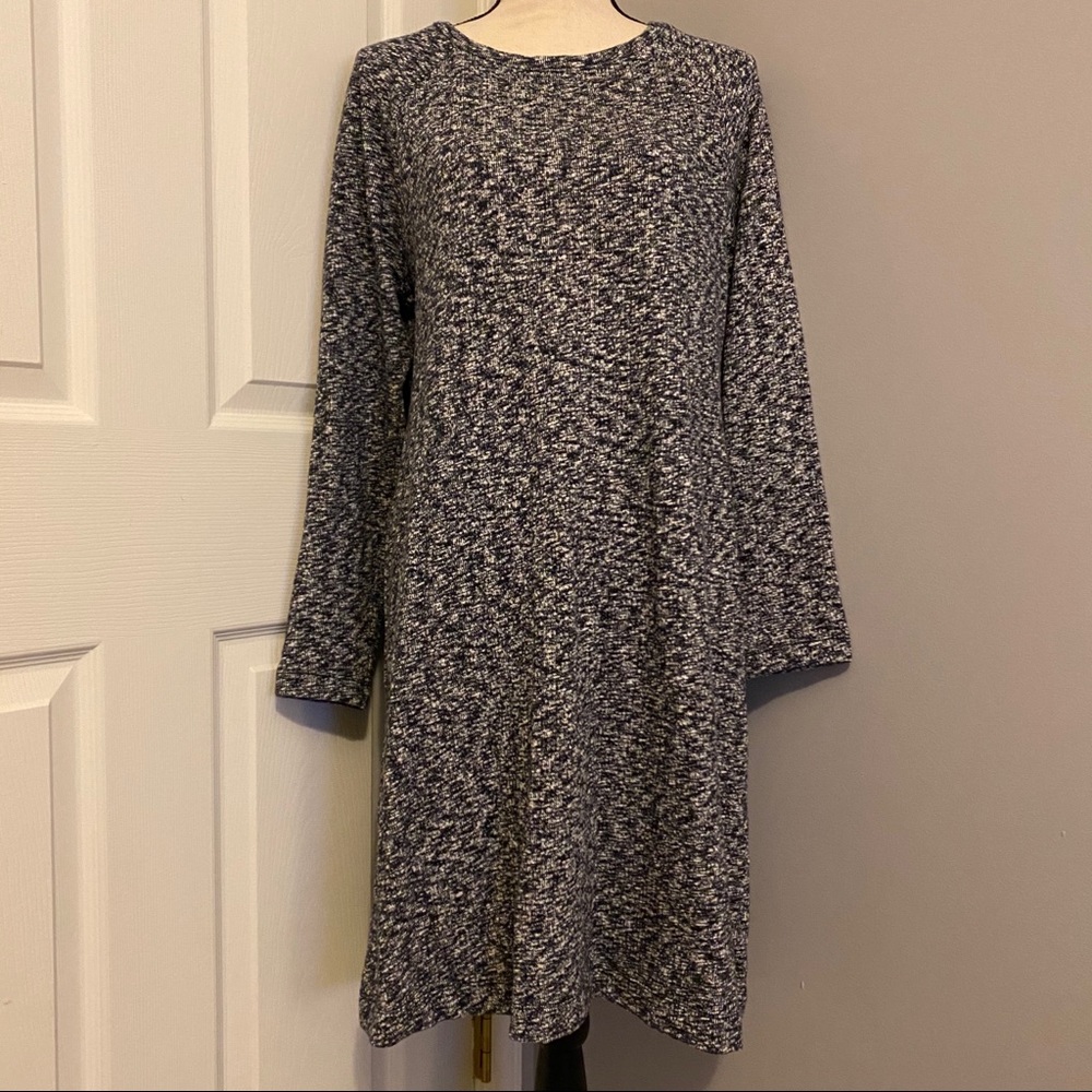 LOU & GREY Long Sleeve Tweed-Inspired Woven Dress
